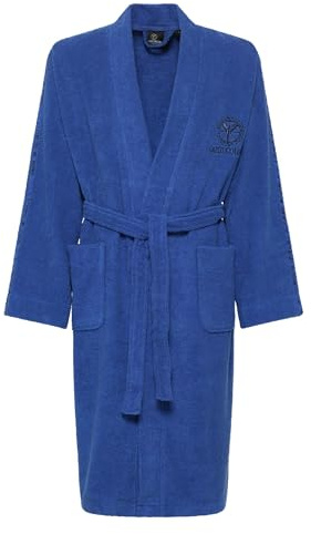 Carlo Colucci Bademantel Kimono-Stil Vito für Herren | 100% Baumwolle | Frottier | knielang | Logostickerei & Logoschriftzug | Gürtel | OEKO-TEX® MADE IN GREEN