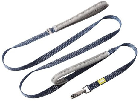 BUILT PET NightSafe Double-Handle Reflective Dog Lead, 2 Padded Hand Loops, Strong Anti Tangle Rope with Night Glow Reflectors & 360° Swivel Clip, Small, 1.83m Long, Blue