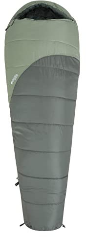 Mountain Warehouse Summit 250 Schlafsack - 3/4 Saison Isolierter & Mumienförmiger Schlafsack, 22cmX40cm wenn gepackt - Für Herbst, Camping & Trekking Khaki Reißverschluss rechts - Lange Länge (215cm)
