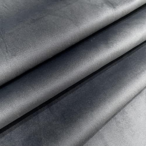 Regents Lux Soft Touch Plain Velvet Fire Retardant Plush Low Velour Cushion Sofa Upholstery Fabric Sold by the Metre - Asphalt Grey - 1 Metre