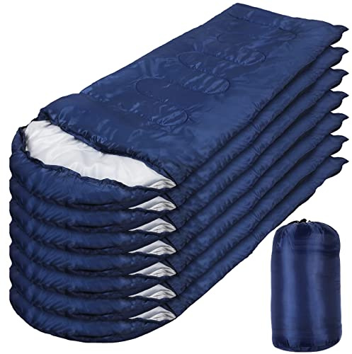 Macarrie 10 Pcs Bulk Sleeping Bags for Adults 0 Degree Waterproof Emergency Sleeping Bags with Compression Sack for Camping Hiking Backpacking Outdoor Activities(Navy)