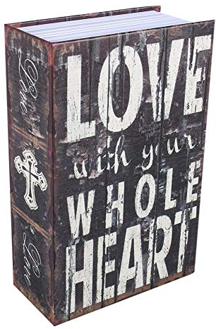 Coffre-fort pour Livre avec Serrure à clé, Coffre-fort caché pour Dictionnaire Secret, Coffre-fort Portable en Métal, Boîte de sécurité, Argent, Bijoux, Boîte de Rangement (type d'amour)