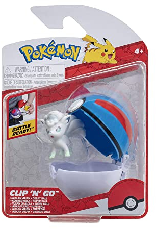 Pokémon PKW3135 - Clip'n'Go Poké Balls - Alola-Vulpix & Super Ball, offizieller Pokéball mit 5cm Figur