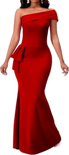 Elegante Meerjungfrau-Kleider für Damen, sexy, formell, V-Ausschnitt, Cocktail, bodenlang, Maxikleid, Abendparty, Soild Red, X-Groß