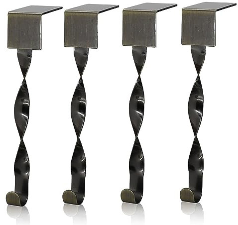 Larfraecy Metallhaken für Kamin Set mit 4 Weihnachten Strumpfhalter,Weihnachtsstrumpf-Clips,Regal Kamin,Weihnachtsstrumpf Kleiderbügel für Weihnachten Party, Dekoration,Geschenk,Hängetasche,Zubehör