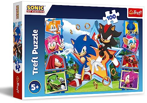 Trefl Sonic The Hedgehog Meet Sonic – 100 Piece Jigsaw Puzzles for Kids – Sonic & Friends Puzzle for Children – For Ages 5+