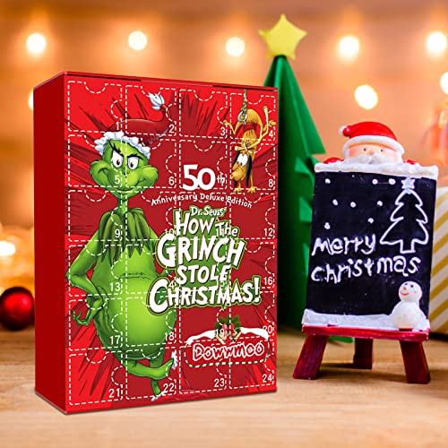 Irrun 24 Days Countdown Toy, Christmas Grinch Monster Toy Set, Advent Calendar Surprise Gift, Cute Doll Advent Calendar Toy, Christmas Collectible Gifts for Kids