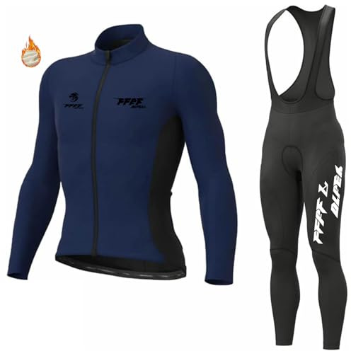 Radtrikot Set,Winter Fleece Radtrikot Fahrradanzug Herren Fahrradbekleidung Radsportanzüge Fahrradtrikot mit Thermofleecefutter Fahrradhose mit Sitzpolster