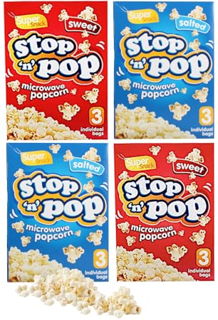 Stop 'n' Pop Sweet and Salt Microwave Popcorn Bundle - 12 x 85g Sachets (4 Boxes)
