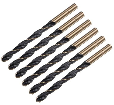 sourcing map 6pcs Jobber Drill Bits 8mm Black Nitride & Gold Titanium Coated 4341 High Speed Steel (HSS) 135 Degree Split Point Twist Drill Bits for Stainless Steel Metal Plastic Wood