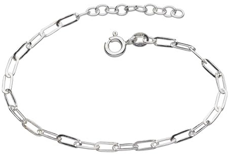 Dew Paperclip Link Chain Bracelet – Sterling Silver, Modern Oval Link Stacking Wristwear for Women