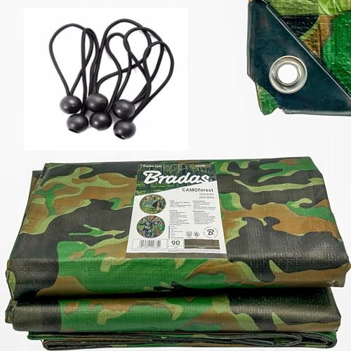 Camo Camouflage Tarpaulin Heavy Duty Waterproof Cover Tarp Sheet 90GSM FREE 4 BUNGEE (3m x 4m)