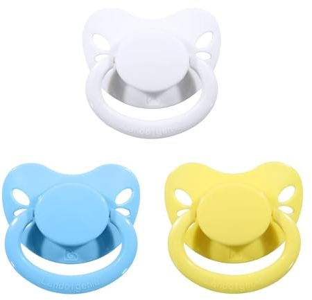 Landofgenie Schnuller Erwachsene Großer Saugerschild Schnuller für Erwachsenengröße 3er-Pack-Blau+Weiß+Gelb Schmetterlingsform
