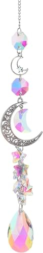 Mehrfarbiges Windspiel für draußen, dekoratives Windspiel, Kristall-Windspiel, einzigartiges Windspiel, Mond-Gedenk-Windspiel, personalisiert, für Fenster, Auto, Wand, Pflanze, Kronleuchter,