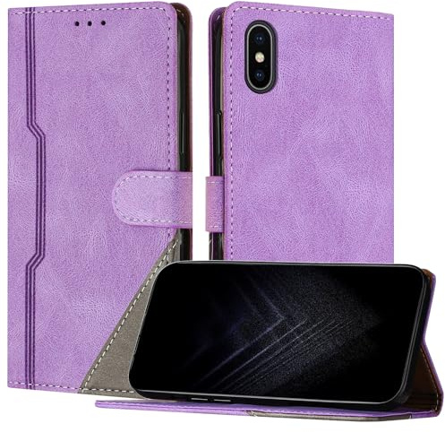 Netany Schutzhülle für iPhone XS Max (6,5 Zoll), PU Leder Flip Wallet Handyhülle mit magnetisch Kartenfächer Standfunktion Hülle für iPhone XS Max - Lila