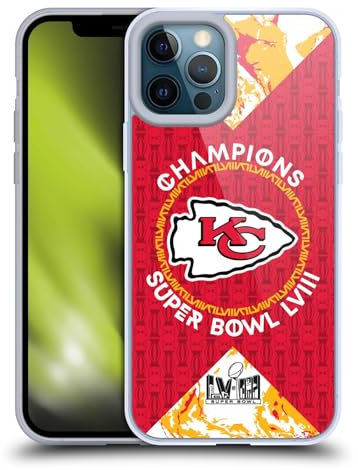 Head Case Designs Offizielle NFL Muster Der Kansas City Chiefs Meister des Super Bowl LVIII 2024 Soft Gel Handyhülle Hülle kompatibel mit Apple iPhone 12 Pro Max