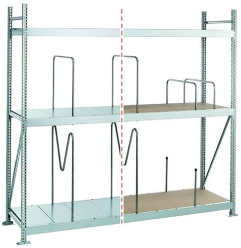 qpool24 GR, Weitspannregal WS 3000 mit Spanplatten, 2000 x 1500 x 1000 mm, verzinkt, 3 Ebenen, Fachlast 500 kg, Feldlast 1.500 kg
