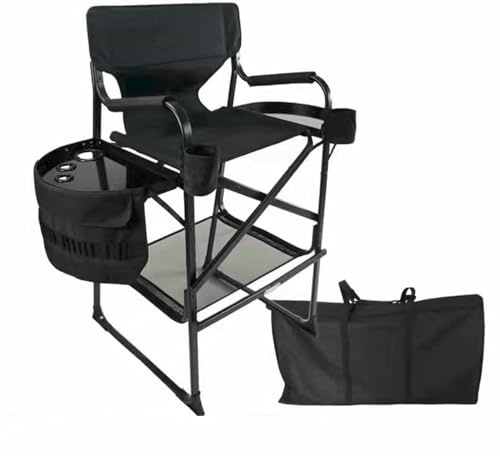 UHGFIMP Regiestuhl, professionelle Make-up-Stühle, professionelle Make-up-Stühle, Regiestuhl mit Beistelltisch und Seitentaschen, klappbarer Aluminium-Make-up-Stuhl