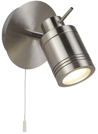 Licht-Erlebnisse Wandlampe mit Schalter IP44 Badezimmerleuchte Wand in Silber matt klein H: 16 cm schwenkbarer Schirm GU10 Spot Wandleuchte Bad