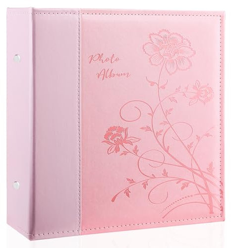 Miaikoe Fotoalbum 10x15 1000 Fotos Slip in, Extra große Kapazität Leder Cover Bilderalben hält 1000 horizontale und vertikale 10x15cm Landschaft Fotos für Hochzeit Familie (Rosa)