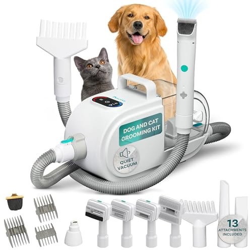 PetCove - Kit de aseo para mascotas de 7 en 1 con aspiradora de bajo ruido, secador de pelo y secador de pelo para perros y gatos