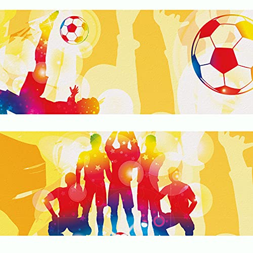 Sunnywall® Wandbordüre Fußball Fußballspieler einzigartiges Design | Baby- Kinderzimmer Dekoration | hochwertiges Tapetenvlies | 400 x 12 cm