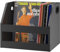 YMYNY Holz Record Aufbewahrungshalter, Vinyl Album Box Kiste mit Griff, Buch Regal Desktop Organizer Trapezoid LP Record für Ordner, Bücher, Fotoalben, Schwarz, 38×29×29CM HCD001B