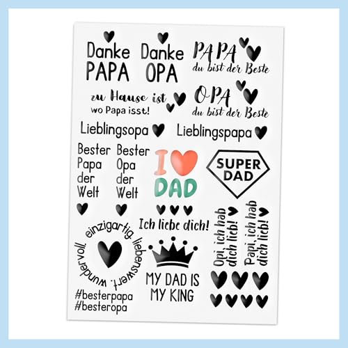 Randlose Rub-On Sticker zum Vatertag, DIN A5, für Keramik, Glas, glatte Oberflächen