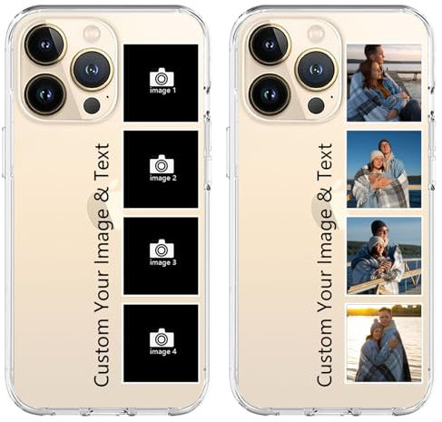 Aiebill Design Your Own Photos Style Phone Case for iPhone 15/14/13/12/11 Pro Max/Mimi/Xs Max/Xr/7/8 Plus Anti-Scratch Personalised Cover for Friends Family Birthday Gifts Transparent