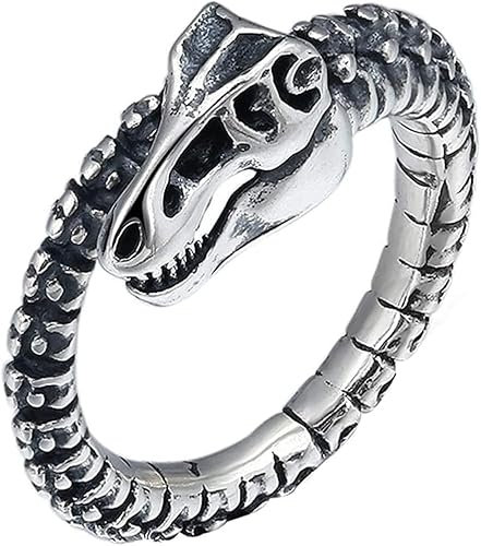 Zehenring Vintage Echt 925 Sterling Silber Dinosaurier Skelett Ring for Männer Frauen Offen und Verstellbar(70)