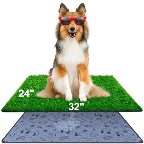 Lettiera per cani, 81 x 60 cm, con erba artificiale, altamente permeabile, per cuccioli, lavabile e riutilizzabile, per interni ed esterni