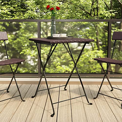 AJJHUUKI Möbelartikel Bistrotisch klappbar braun 55x54x71cm Polyrattan