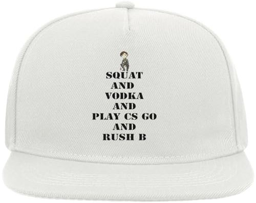 Atspauda Squat and Vodka Snapback Flat Visor Cotton Blend Cap White, weiß, Einheitsgröße