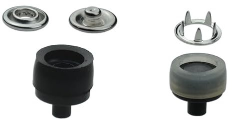 Druckknöpfe Jersey wählbar 8,5 mm bis 21 mm 100 Stück Jersey Snaps Metallknöpfe Nähzubehör Buttons (Werkzeug für Vario-Zange, 9,5 mm)