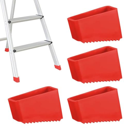 Xiciki 4Pcs Couvre-Pieds D'échelle, 50x20 mm Patin Echelle en Caoutchouc Embout Escabeau Coussin de Protection, Pied Escabeau pour les Échelles Pliantes des Travailleurs à Domicile