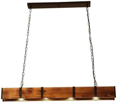 Modern Hängeleuchte 39 rustikale Bauernhaus-LED-Pendelleuchte mit 4 Lichtern aus Holz, linearer Kücheninsel-Kronleuchter, Vintage-Industrie-Hängelampe for Esszimmer, Ball, Billard, Billardtisch, Thek