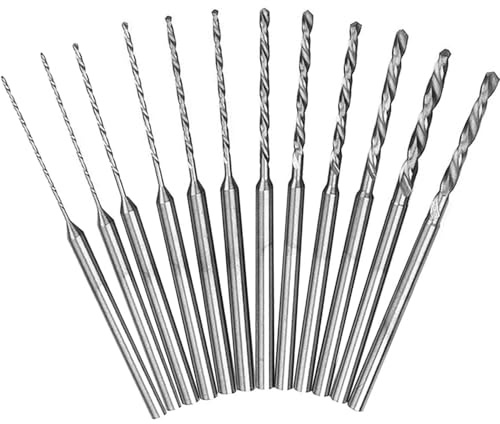 KEWAYO 2.35 Schaft Mini Micro Bohrer-Set 12 Stück 0.5-2.0 mm Twist Bohrer DIY Kit HSS Gravur Bohrer Bits Lochbohrwerkzeug für DIY Bernstein, Perlen und Bienenwachs (12)