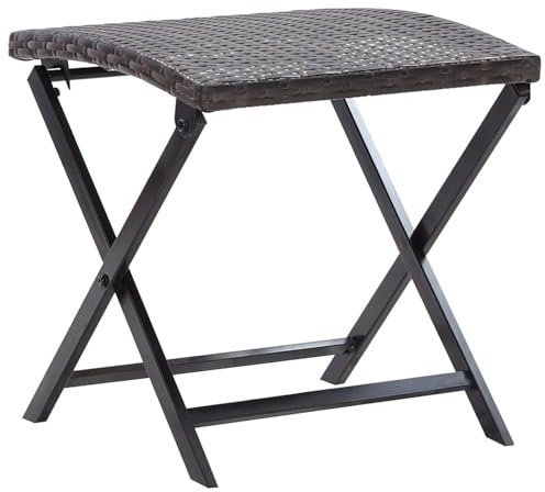 Xichuzi Klapphocker, Hocker Garten, Hocker Outdoor, Kleiner Hocker, Gartenmöbel, Fußhocker Outdoor, Balkon Hocker, Poly Rattan Braun