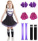 SERTAS Cheerleader Kostüm Kinder,Faschingskostüme Kinder Cheerleading Kostüm Mädchen Cheer Uniformen Cheerleader Outfit für Karneval Halloween Fasching (Schwarz, 140)