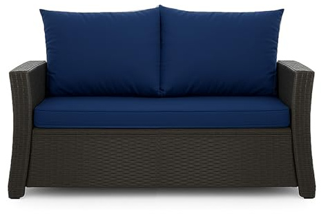 Setgarden® Bankauflage - Outdoor sitzkissen für Gartenbank für polyrattan- Polster Auflage Outdoor - Bankpolster Auflage für Hollywoodschaukel Rattan Sitzbank (Marineblau, 130x60x50cm)