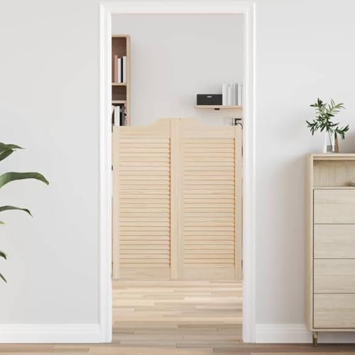 Gecheer Portes Battantes à Persiennes 1paire 100x80 cm bois Massif Pin Panneaux de Porte pour Chambre, Cuisine, Salle de Bain