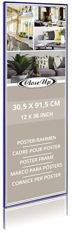 Close Up Posterrahmen | Blau/Blue | Bilderrahmen | Frame | für langformatige Poster, Kunstdrucke, Plakate… | bruchsichere PVC Scheibe | 30,5 x 91,5 cm / 12x36