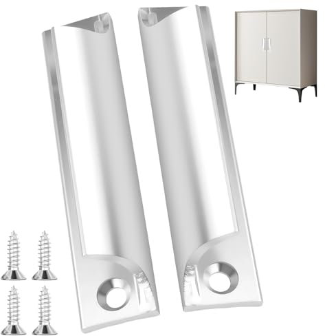 2 tiradores para puerta de balcón con 4 tornillos, tirador blanco para puerta de balcón, exterior, mango de aleación de aluminio, herrajes para puertas, ventanas, cajones, puertas de armario (plateado