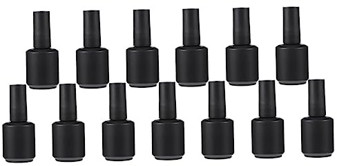 GALPADA 13pcs Matte Black Glass Nail Polish Bottles with Brush Empty Nail Varnish Containers Leak Resistant Refillable Dispenser for Personal and Salon Use