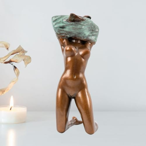MILY-ART Bronzefigur Akt mit erhobenen Armen, 17 cm, handgegossene Skulptur | Echtbronze · Handgegossen · 17 cm · Weibliche Aktfigur · Moderne Kunstskulptur · Für Zuhause, Büro & Galerie