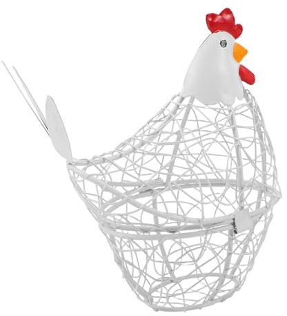 CLISPEED Huevera de Hierro con Tapa en Forma de Gallina Cesta para Huevos Encimera 17X9X19 CM Organizador Cocina Ventilado y Resistente para Almacenamiento Multifuncional