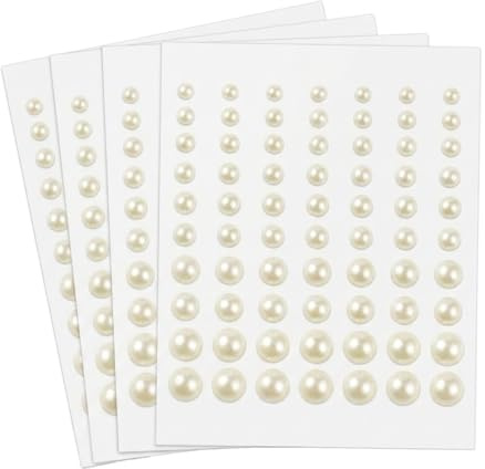 AEUXZA 4 Bögen Selbstklebende Halbperlen – Weiße Acryl Perlen Sticker 4/5/6/8/10 mm, Perlenaufkleber für Nail Art, Gesicht, Schmuck & DIY Bastelarbeiten