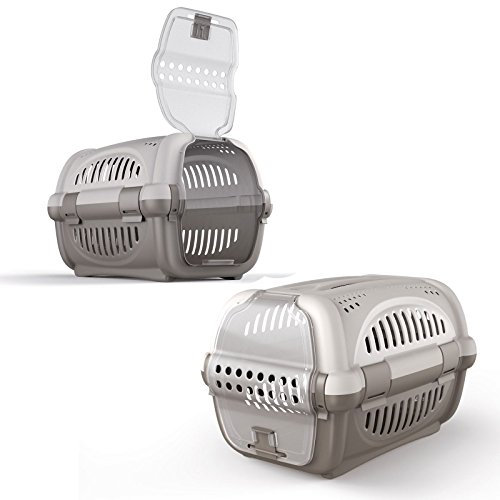 CAT CENTRE Premium Grey Pet Carrier Kitten Dog Animal Transport Travel Box Cage