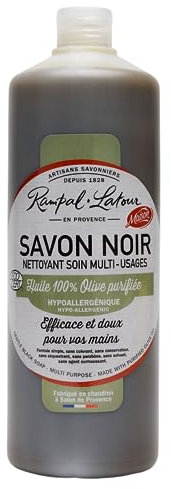 Rampal Latour - Savon Noir Nettoyant soin Multi-Usages à l'huile d'olive - Efficace - Sans parfum - Hypoallergénique - Ecodétergent - Doux pour vos Mains - 1L