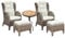 Luxus Rattan Set 2 Stück Relaxsessel Korbsessel Rattansessel mit Hocker Ohrensessel mit Fußhocker aus Rattan, inkl. Polster in beige und 1 Stück Mosaiktisch
